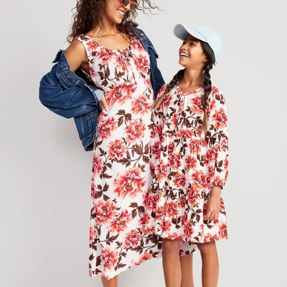 NWT Old Navy Waist-Defined Sleeveless Printed Crepe Midi Dress for Women - Picture 3 of 7